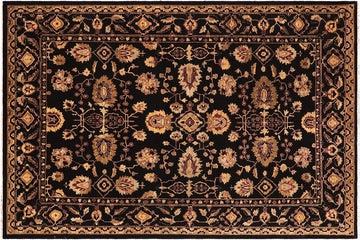 handmade Traditional Kafkaz Chobi Ziegler Black Aubergine Hand Knotted RECTANGLE 100% WOOL area rug 8 x 11